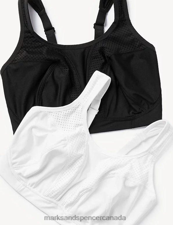 Marks and Spencer near me - Unisex Black Mix Clothing Marks & Spencer 2pk Ultimate Support Non-Wired Sports Bras 20VTD4649