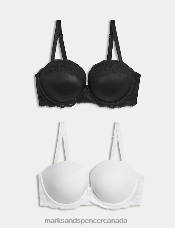 Unisex Black Mix Clothing Marks & Spencer 2pk Wired Multiway Push Up Bras 20VTD3755 - Marks and Spencer Canada locations