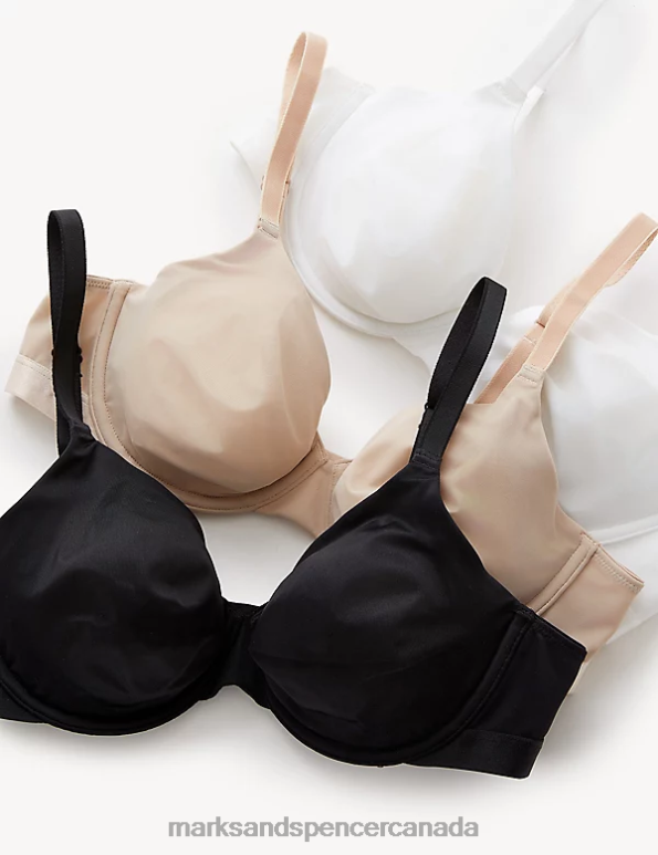 Unisex Black Mix Clothing Marks & Spencer 3pk Wired Full Cup Bras 20VTD3695 - Marks and Spencer Canada locations