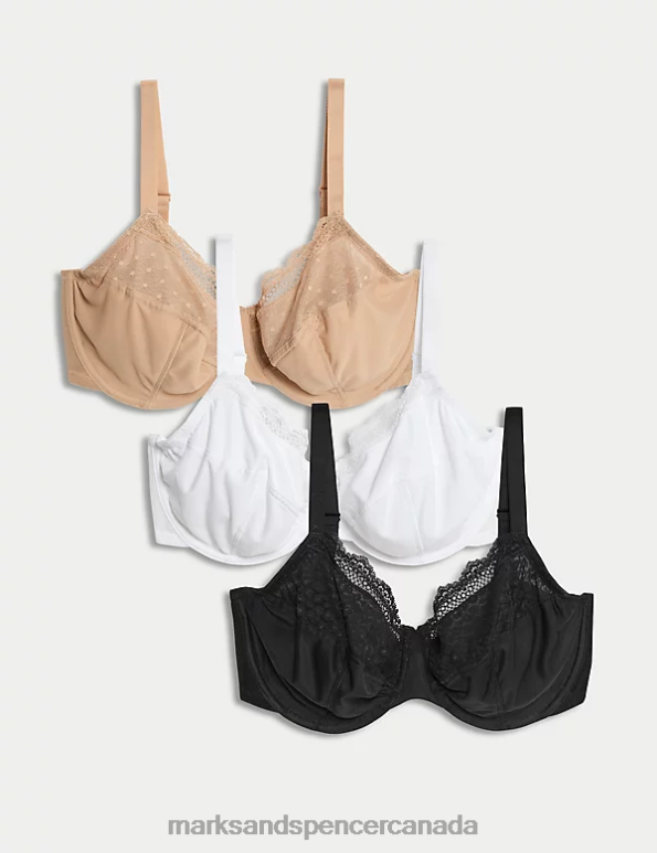 Marks and Spencer Canada - Unisex Black Mix Clothing Marks & Spencer 3pk Wired Full Cup Bras 20VTD4525