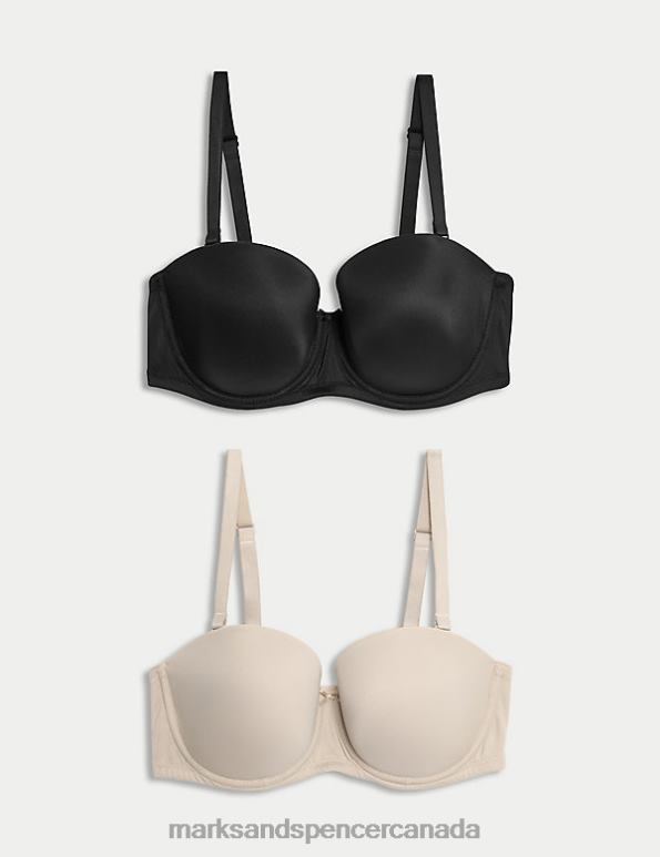 Unisex Black/Opaline Clothing Marks & Spencer 2pk Padded Multiway Bras 20VTD4675 - Marks and Spencer outlet