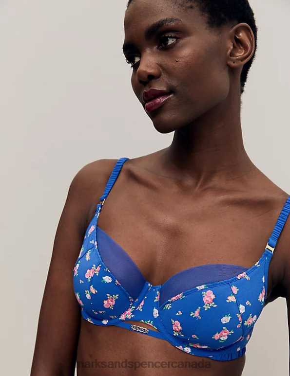 Unisex Blue Mix Clothing Marks & Spencer Floral Print Wired Full Cup Bra 20VTD3850 - Marks and Spencer Canada locations