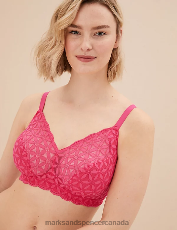 Marks and Spencer sale - Unisex Bright Pink Clothing Marks & Spencer Lace Non-Padded Bralette 20VTD4125