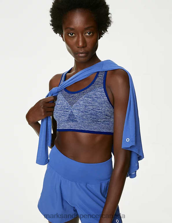 Marks and Spencer sale - Unisex Cobalt Clothing Marks & Spencer Reversible Seamless Medium Support Sports Bra 20VTD4690