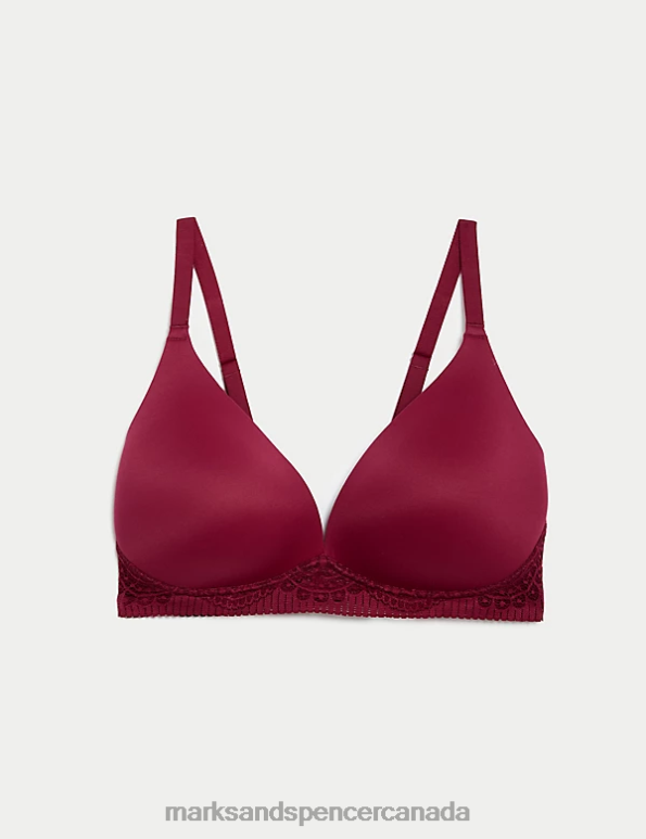 Unisex Dark Raspberry Clothing Marks & Spencer Body Soft Non Wired Plunge Bra 20VTD4045 - Marks and Spencer Canada locations