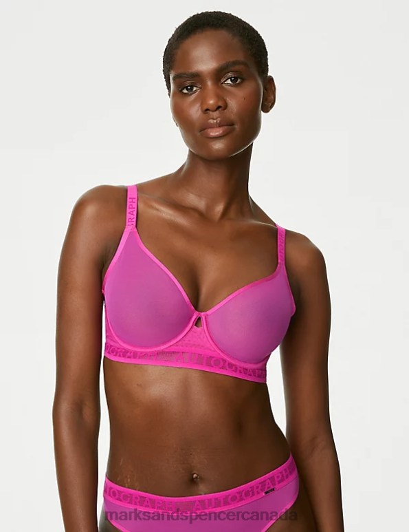 Unisex Fuchsia Clothing Marks & Spencer Tivoli Mesh Wired Full Cup Bra 20VTD4899 - Marks and Spencer outlet