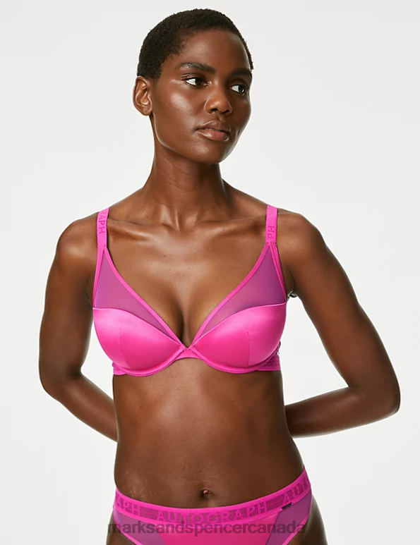 Marks and Spencer Canada - Unisex Fuchsia Clothing Marks & Spencer Tivoli Mesh Wired Plunge Bra 20VTD4778