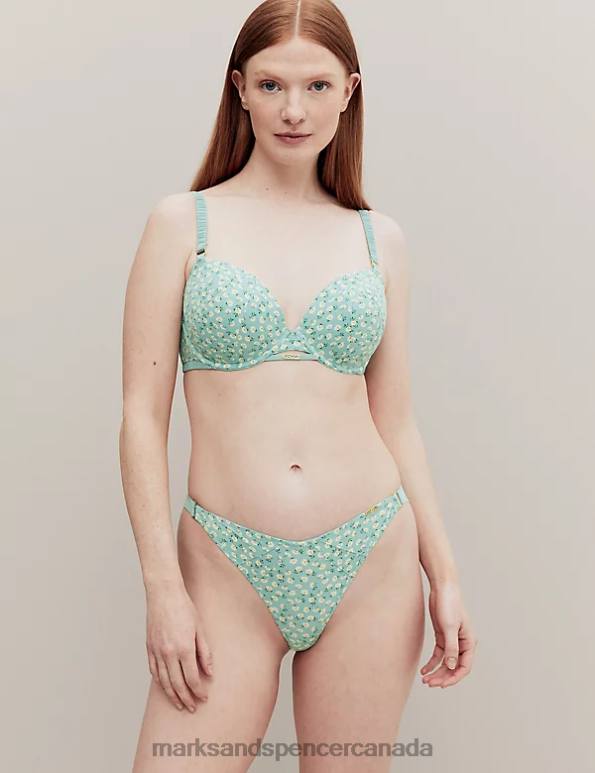 Unisex Green Mix Clothing Marks & Spencer Floral Print Wired Balcony Bra 20VTD4519 - Marks and Spencer online