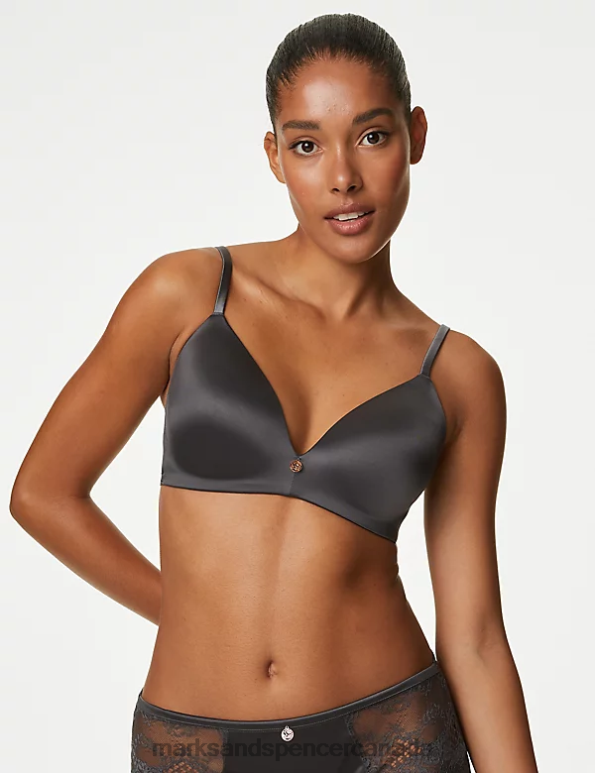 Unisex Grey Clothing Marks & Spencer Smoothing Padded Plunge Bra 20VTD4946 - Marks and Spencer outlet