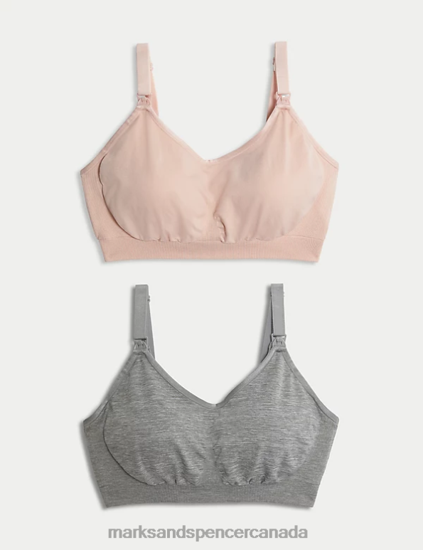 Marks and Spencer near me - Unisex Grey Mix Clothing Marks & Spencer 2pk Seamless Full Cup Nursing Bras 20VTD4602