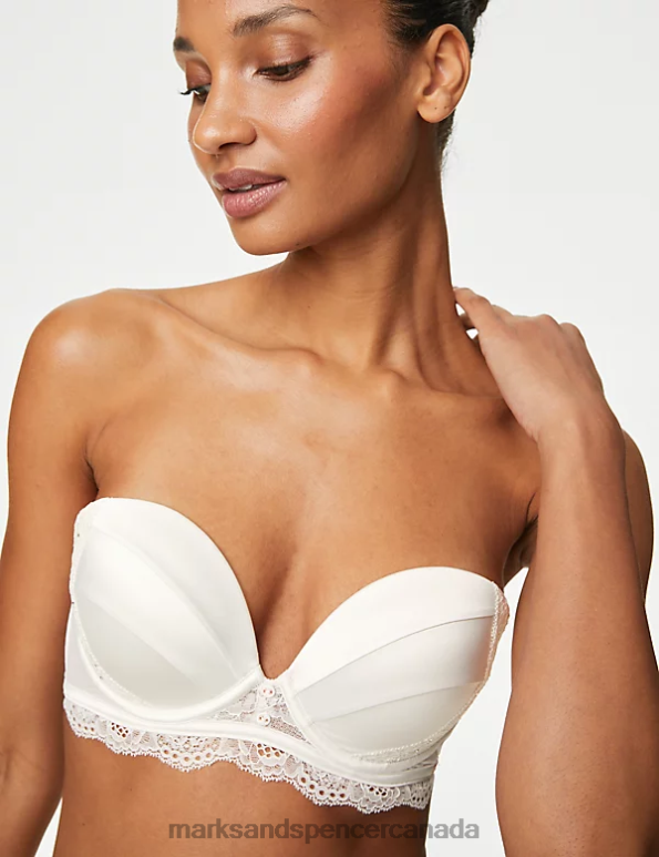 Unisex Ivory Clothing Marks & Spencer Aster Sparkle Lace Wired Push-Up Multiway Bra 20VTD3873 - Marks and Spencer online