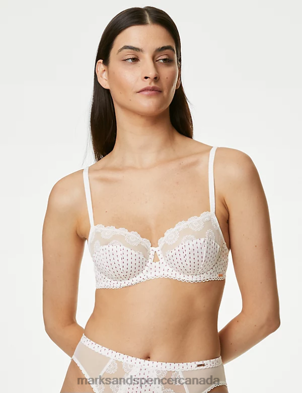 Unisex Ivory Mix Clothing Marks & Spencer Ammi Wired Balcony Bra With Cotton 20VTD3866 - Marks and Spencer outlet