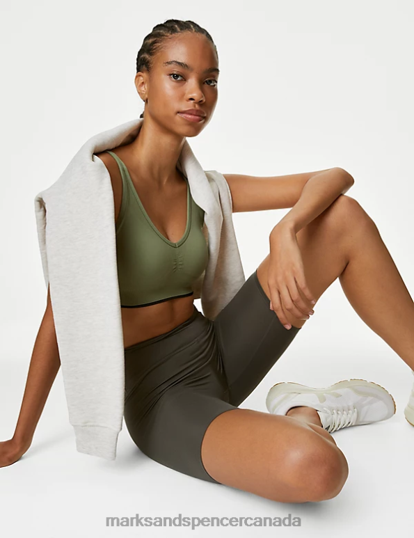 Marks and Spencer Canada - Unisex Khaki Clothing Marks & Spencer Medium Support Non Wired Sports Bra 20VTD4049