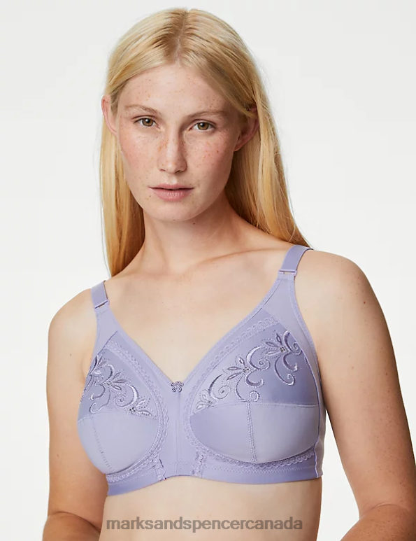 Unisex Lavender Clothing Marks & Spencer Total Support Embroidered Full Cup Bra 20VTD4292 - Marks and Spencer online