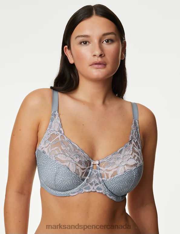 Unisex Mid Grey Clothing Marks & Spencer Wild Blooms Non-Padded Full Cup Bra 20VTD4084 - Marks and Spencer Canada locations