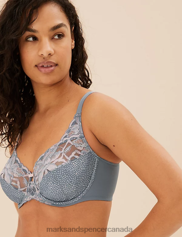 Marks and Spencer Canada - Unisex Mid Grey Clothing Marks & Spencer Wild Blooms Non-Padded Full Cup Bra 20VTD4538