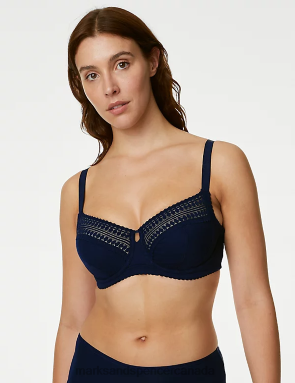 Marks and Spencer sale - Unisex Navy Clothing Marks & Spencer Anise Lace Wired Balcony Bra 20VTD4262