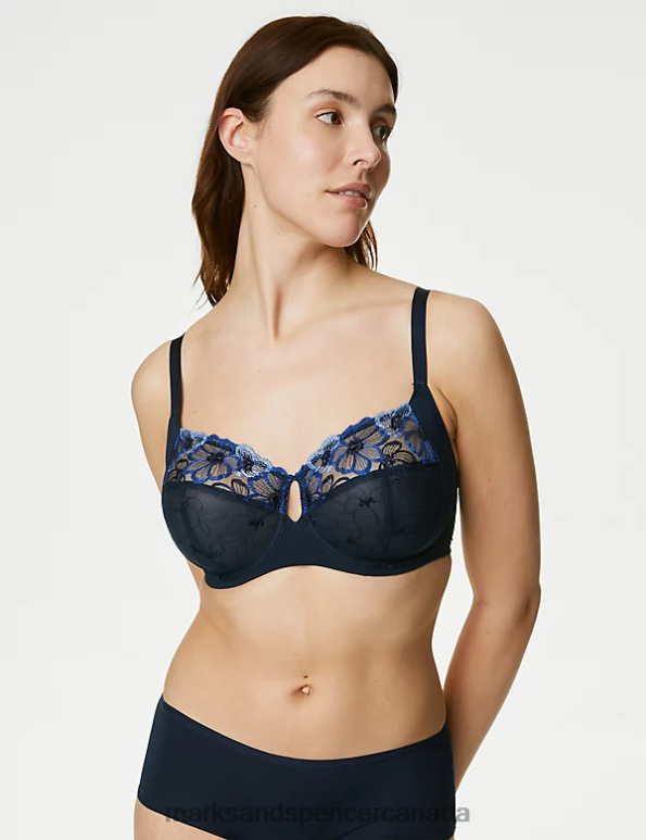 Unisex Navy Clothing Marks & Spencer Embrace Wired Extra Support Bra 20VTD4307 - Marks and Spencer outlet