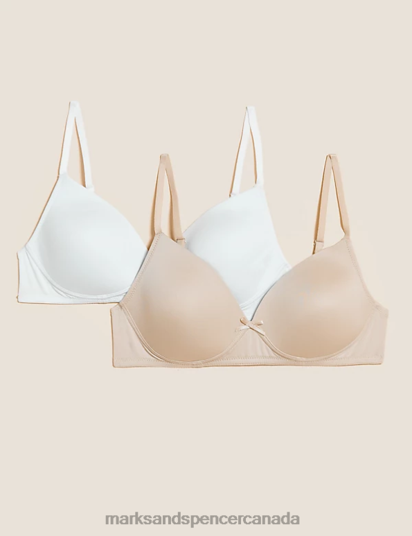 Unisex Opaline Mix Clothing Marks & Spencer 2pk Non Wired First Bras 20VTD4567 - Marks and Spencer online