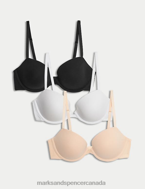 Unisex Opaline Mix Clothing Marks & Spencer 3pk Cotton Rich Wired Balcony Bras 20VTD3720 - Marks and Spencer Canada locations