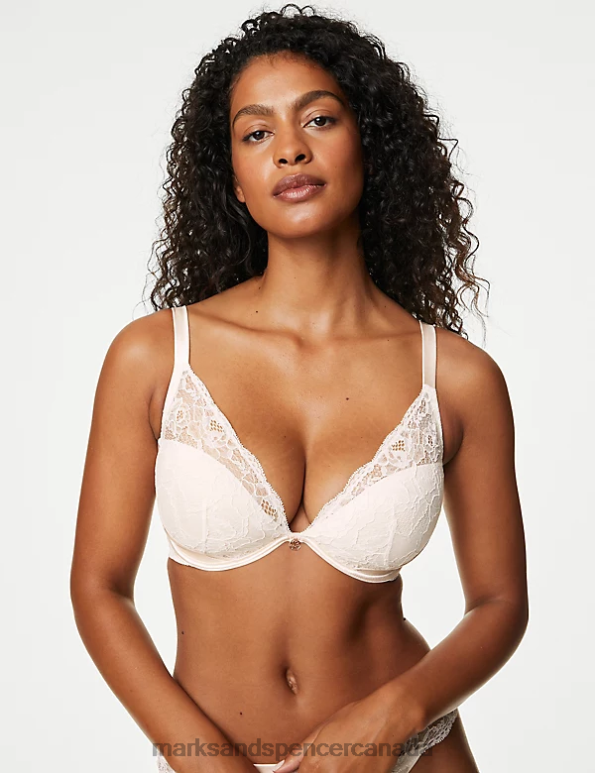 Unisex Pale Opaline Clothing Marks & Spencer Silk Beau Wired Plunge Bra 20VTD4700 - Marks and Spencer Canada locations