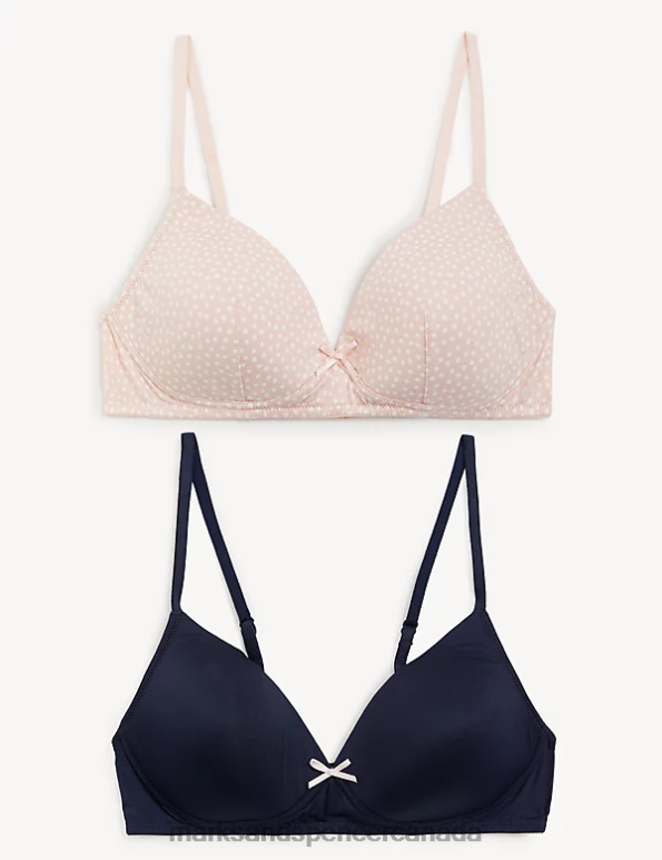 Unisex Pale Pink Mix Clothing Marks & Spencer 2pk Padded Full Cup First Bras 20VTD4146 - Marks and Spencer Canada locations