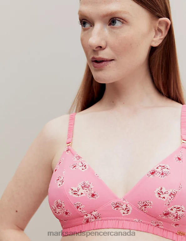 Unisex Pink Mix Clothing Marks & Spencer Floral Print Non Wired Bralette 20VTD4027 - Marks and Spencer Canada locations