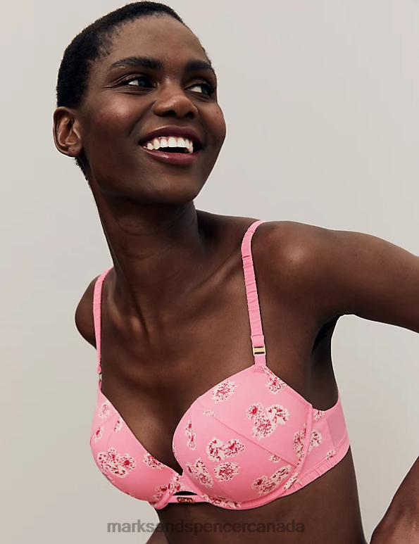 Unisex Pink Mix Clothing Marks & Spencer Floral Print Wired Balcony Bra 20VTD4087 - Marks and Spencer outlet