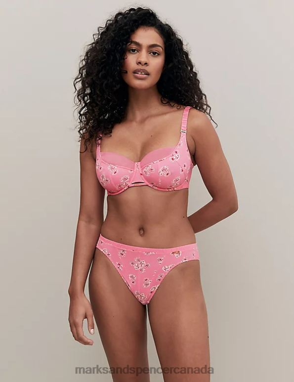 Marks and Spencer Canada - Unisex Pink Mix Clothing Marks & Spencer Floral Print Wired Full Cup Bra 20VTD3919