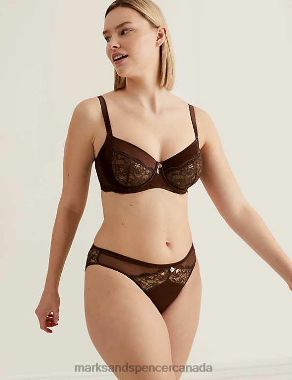 Marks and Spencer near me - Unisex Rich Quartz Clothing Marks & Spencer Silk & Lace Wired Balcony Bra 20VTD4451