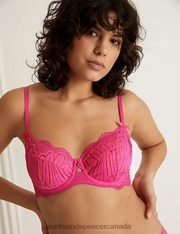 Unisex Rose Pink Clothing Marks & Spencer Nova Lace Wired Full Cup Bra 20VTD4163 - Marks and Spencer Canada locations