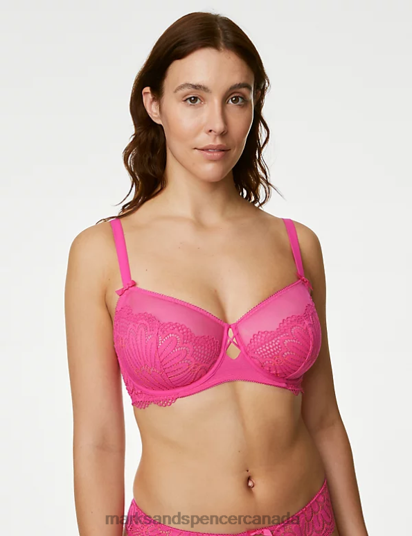 Unisex Rose Pink Clothing Marks & Spencer Nova Lace Wired Minimiser Bra 20VTD4392 - Marks and Spencer online