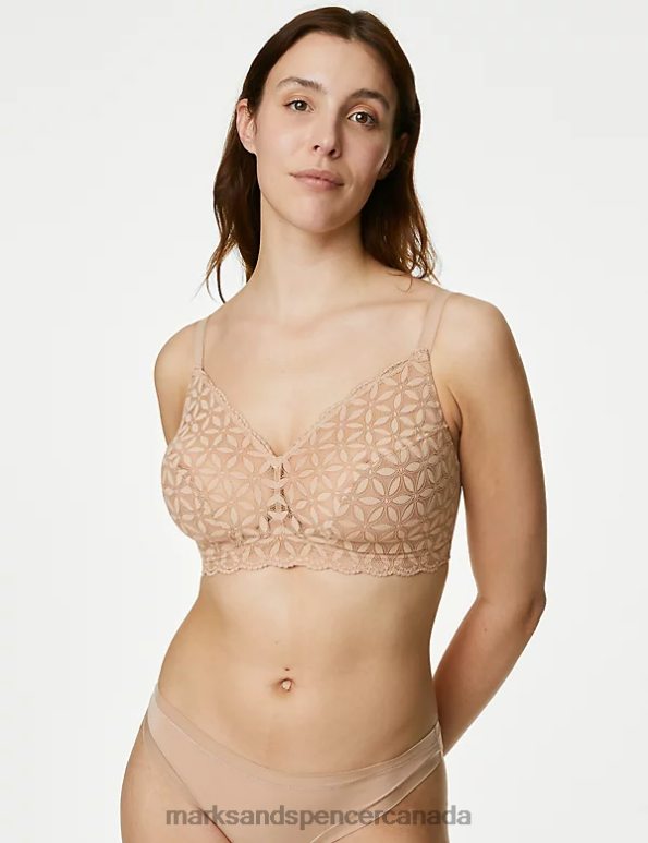 Marks and Spencer near me - Unisex Rose Quartz Clothing Marks & Spencer Lace Non-Padded Bralette 20VTD4124