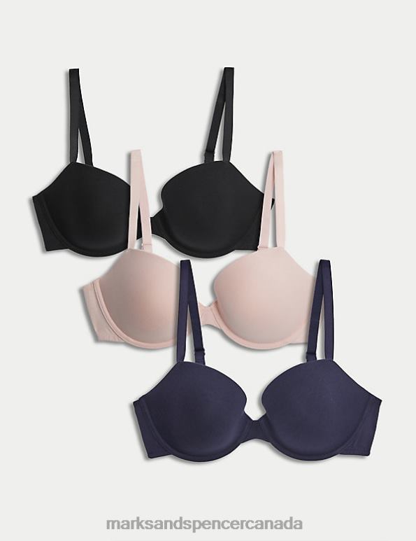 Unisex Soft Pink Clothing Marks & Spencer 3pk Cotton Rich Wired Balcony Bras 20VTD4004 - Marks and Spencer Canada locations