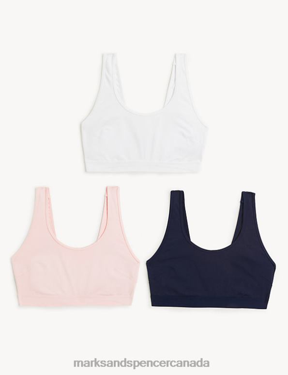 Unisex Soft Pink Clothing Marks & Spencer 3pk Non Wired Crop Tops 20VTD3891 - Marks and Spencer outlet