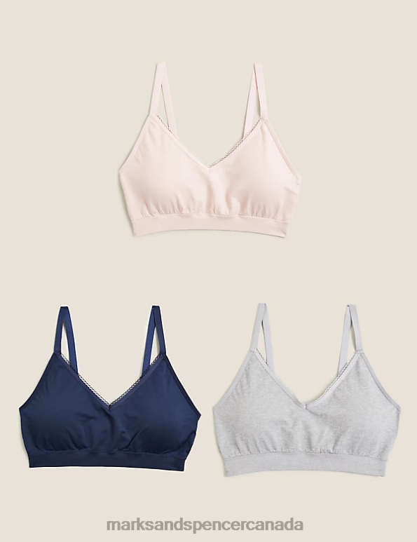 Unisex Soft Pink Clothing Marks & Spencer 3pk Seamless Non Wired Bralettes 20VTD4113 - Marks and Spencer online