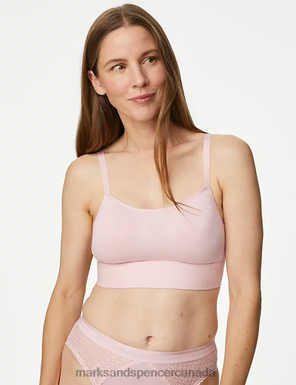 Marks and Spencer Canada - Unisex Soft Pink Clothing Marks & Spencer Cotton Non-Wired Post Surgery Cami Bra 20VTD4839