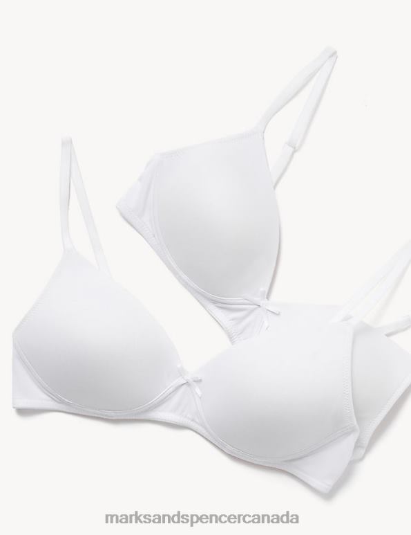 Unisex White Clothing Marks & Spencer 2pk Non Wired First Bras 20VTD4147 - Marks and Spencer outlet