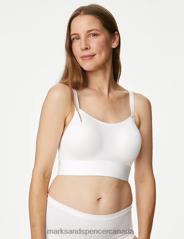 Unisex White Clothing Marks & Spencer Cotton Non-Wired Post Surgery Cami Bra 20VTD4838 - Marks and Spencer outlet