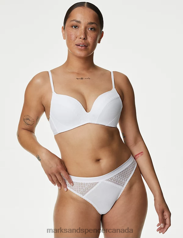 Marks and Spencer sale - Unisex White Clothing Marks & Spencer Cotton with Cool Comfort Non-Wired Push Up Bra 20VTD3727