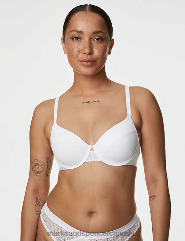 Unisex White Clothing Marks & Spencer Cotton with Cool Comfort Wired T-Shirt Bra 20VTD3688 - Marks and Spencer online