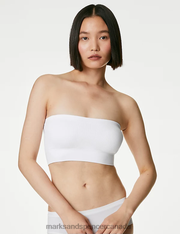 Marks and Spencer Canada - Unisex White Clothing Marks & Spencer Seamless Non Wired Bandeau Bra 20VTD4260