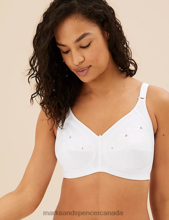 Marks and Spencer Canada - Unisex White Clothing Marks & Spencer Total Support Embroidered Full Cup Bra 20VTD3907