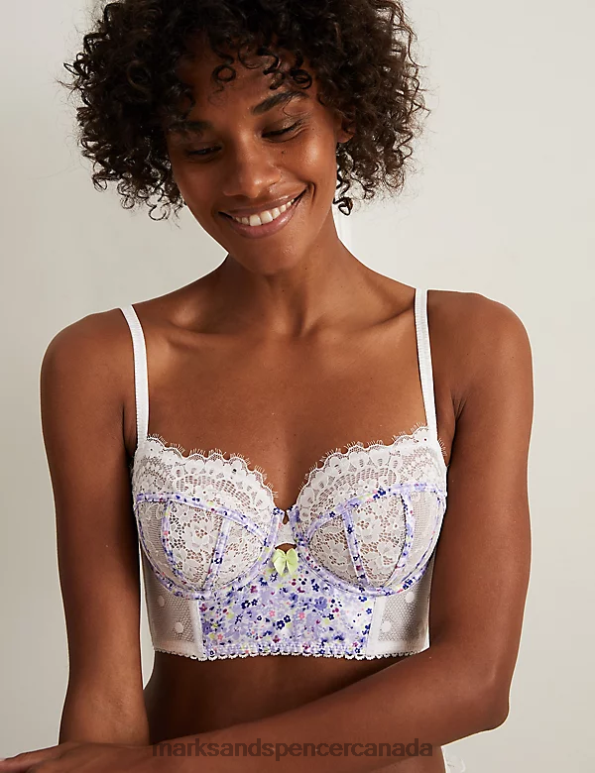 Unisex White Mix Clothing Marks & Spencer Linea Lace Printed Wired Balcony Bra 20VTD4126 - Marks and Spencer online