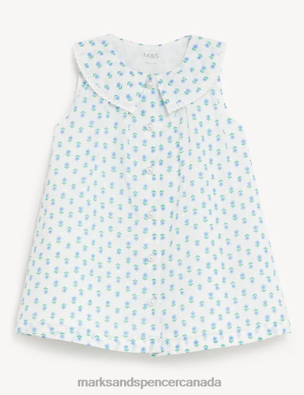 Marks and Spencer sale - Unisex Ivory Mix Clothing Marks & Spencer Pure Cotton Floral Dress 20VTD7777