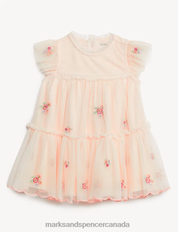 Marks and Spencer near me - Unisex Pink Clothing Marks & Spencer Tulle Floral Embroidered Dress 20VTD7635