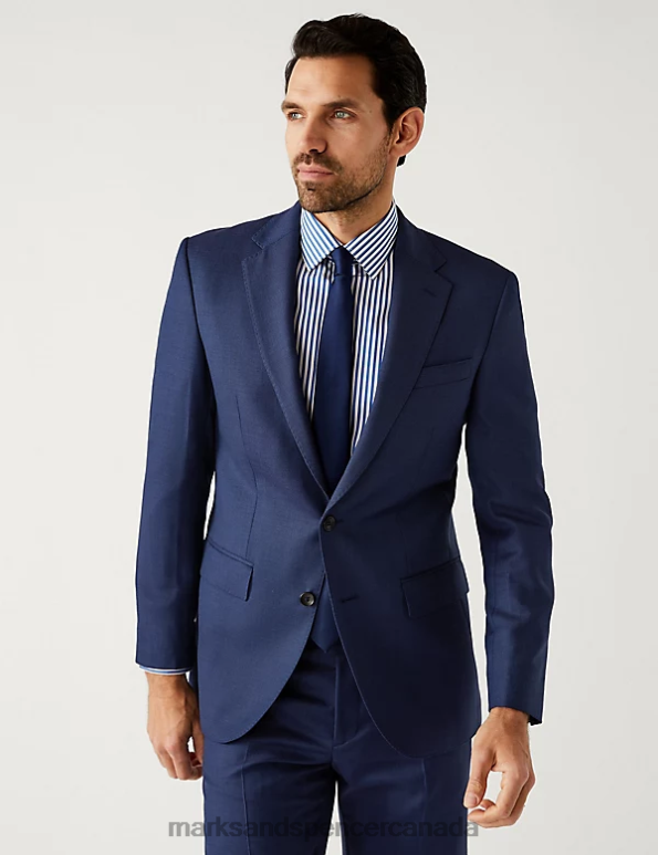 Marks and Spencer sale - Unisex Blue Clothing Marks & Spencer Regular Fit Pure Wool Suit Jacket 20VTD5750