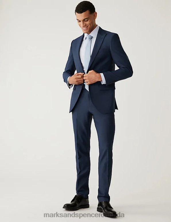 Unisex Indigo Clothing Marks & Spencer Slim Fit Sharkskin Suit Jacket with Stretch 20VTD5801 - Marks and Spencer online