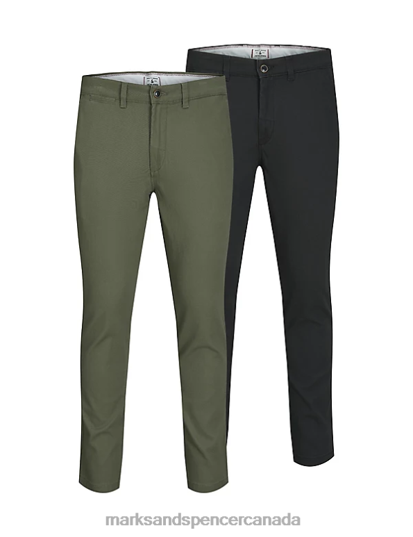 Marks and Spencer sale - Unisex Black Mix Clothing Marks & Spencer 2pk Slim Fit Chinos 20VTD6626