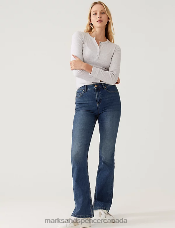 Unisex Medium Indigo Clothing Marks & Spencer Eva Bootcut Jeans 20VTD863 - Marks and Spencer Canada locations